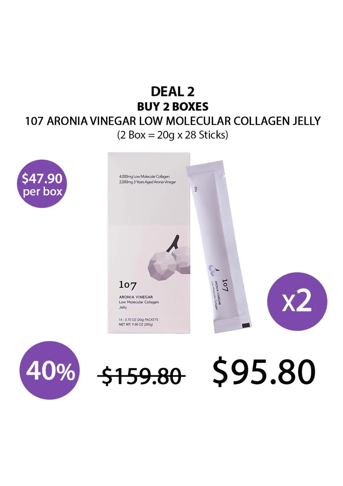 [107] Aronia Vinegar Low Molecular Collagen Jelly (1 Box = 20g x 14 Sticks) - Image 13