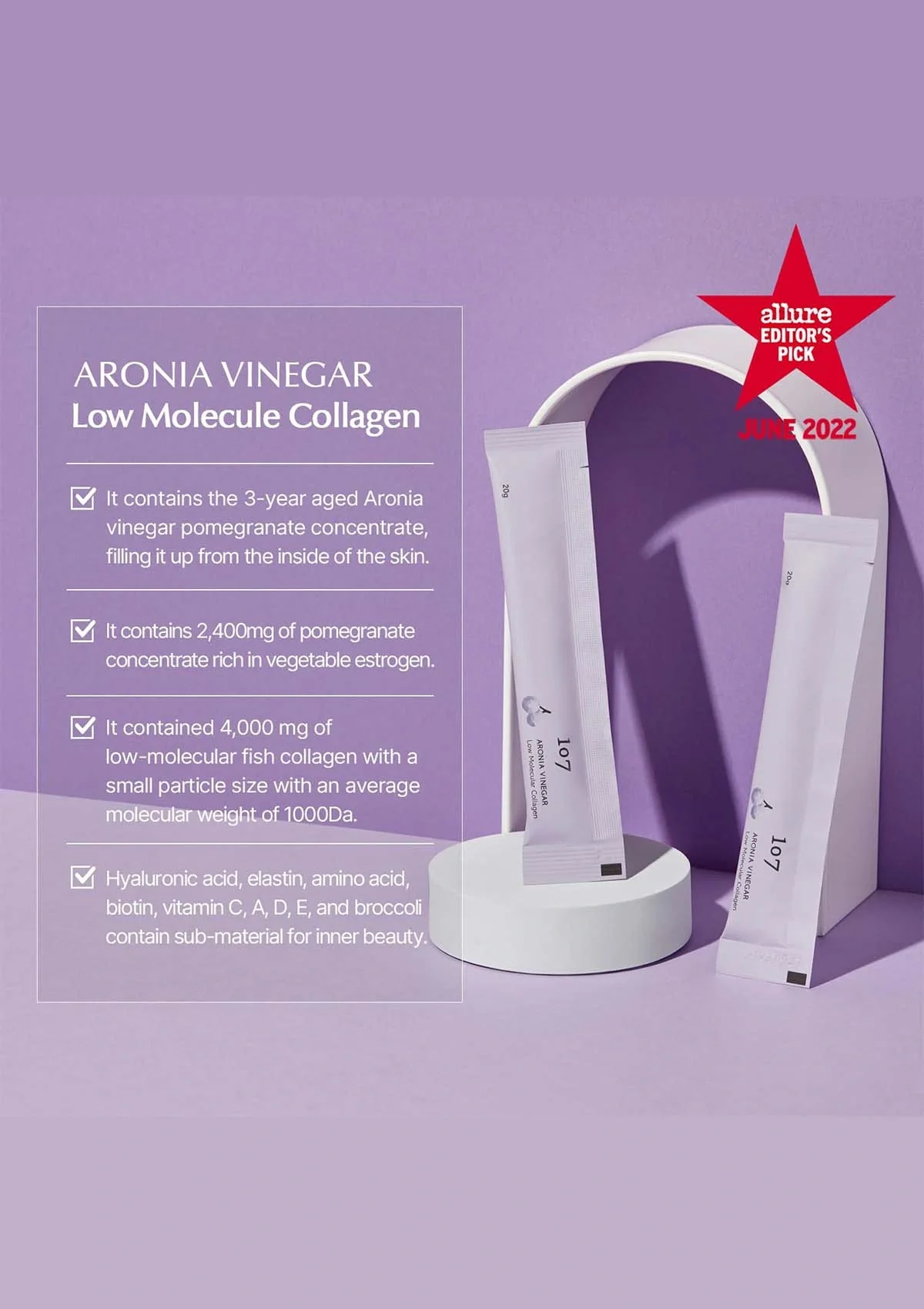 [107] Aronia Vinegar Low Molecular Collagen Jelly (1 Box = 20g x 14 Sticks) - Image 3