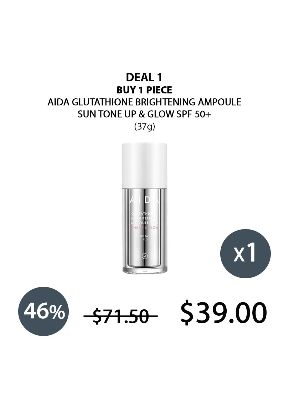 [AIDA] Glutathione Brightening Ampoule Sun Tone Up & Glow SPF 50+ PA++++ 37g - Image 18
