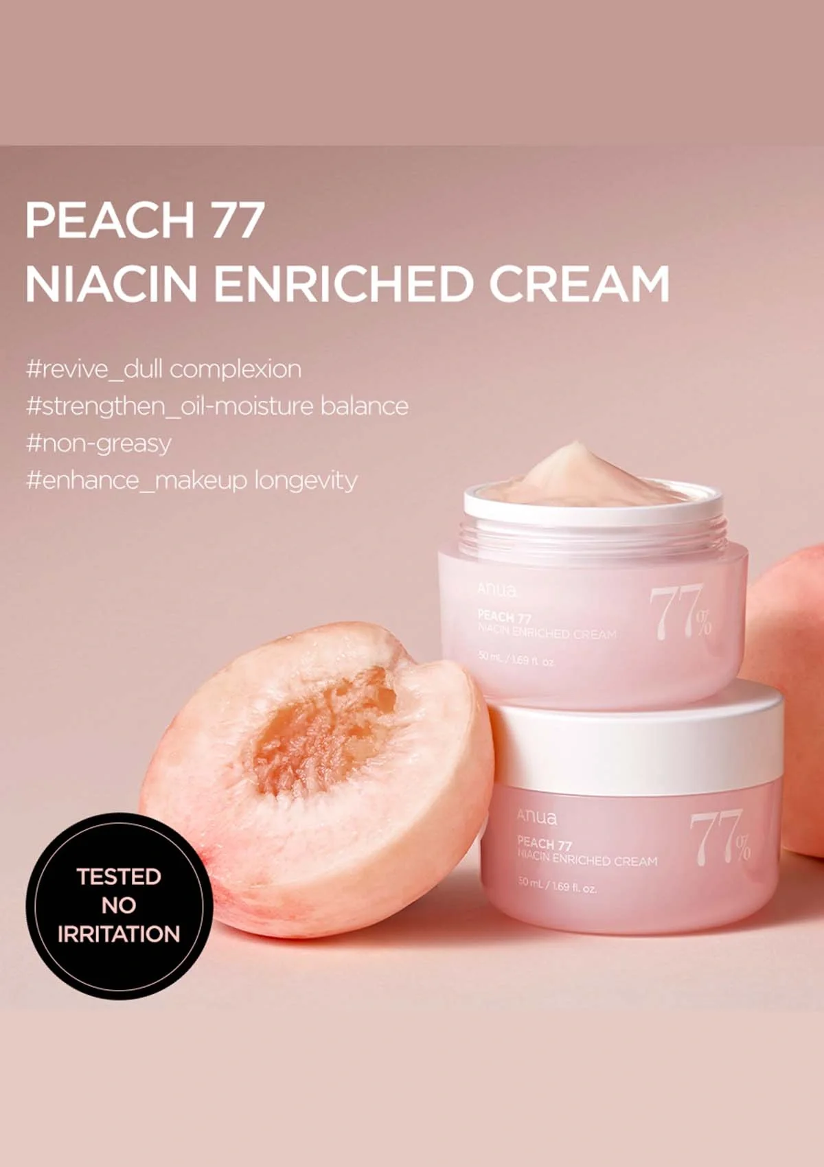 [ANUA] Peach 77% Niacin Enriched Cream 50ml - Image 3