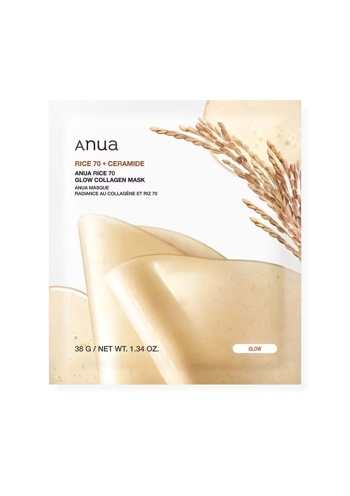 [ANUA] Rice 70 Glow Collagen Mask (1 Box = 38g x 4 Sheets) - Image 10