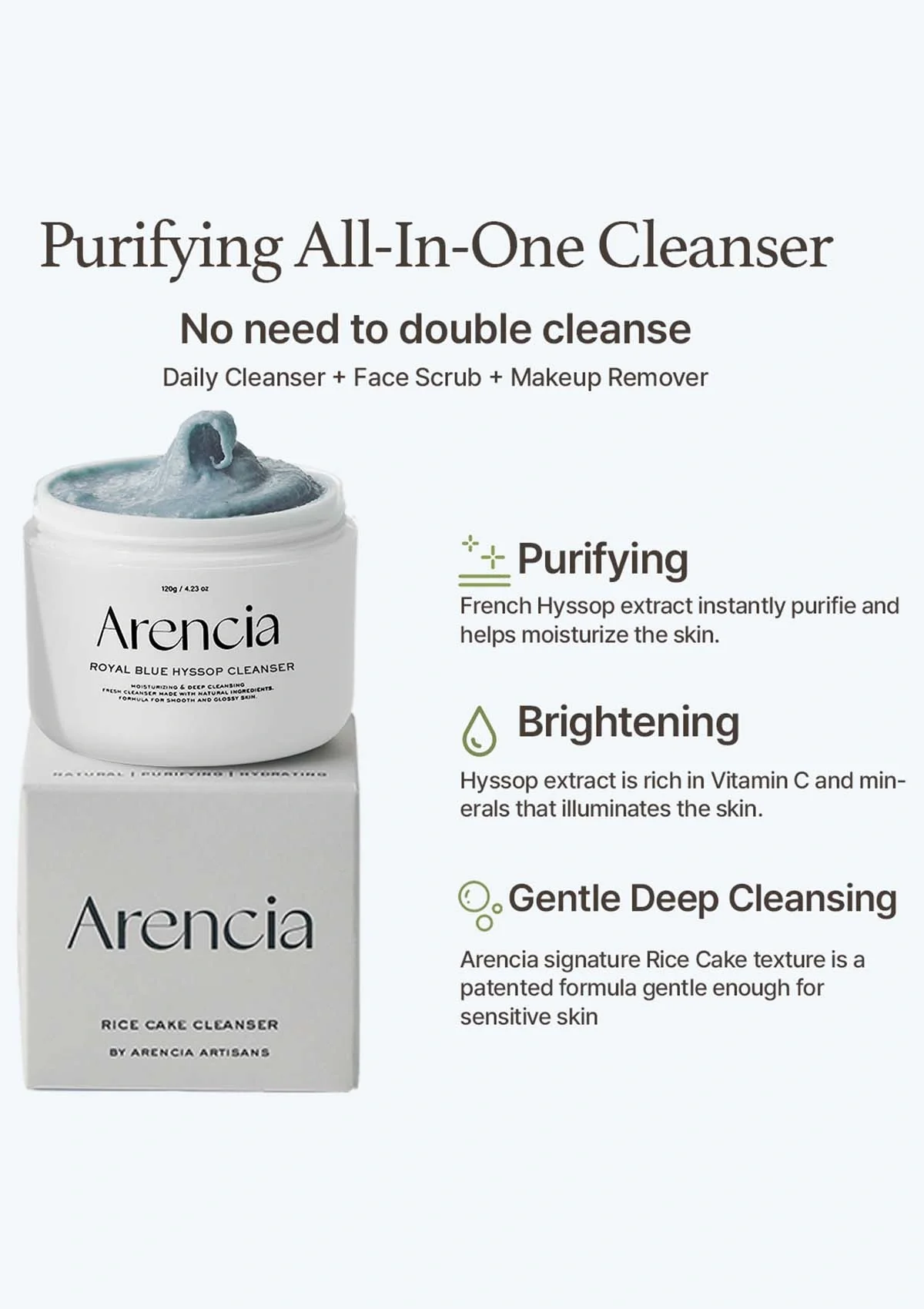 [ARENCIA] Royal Blue Hyssop Cleanser 120g - Image 4