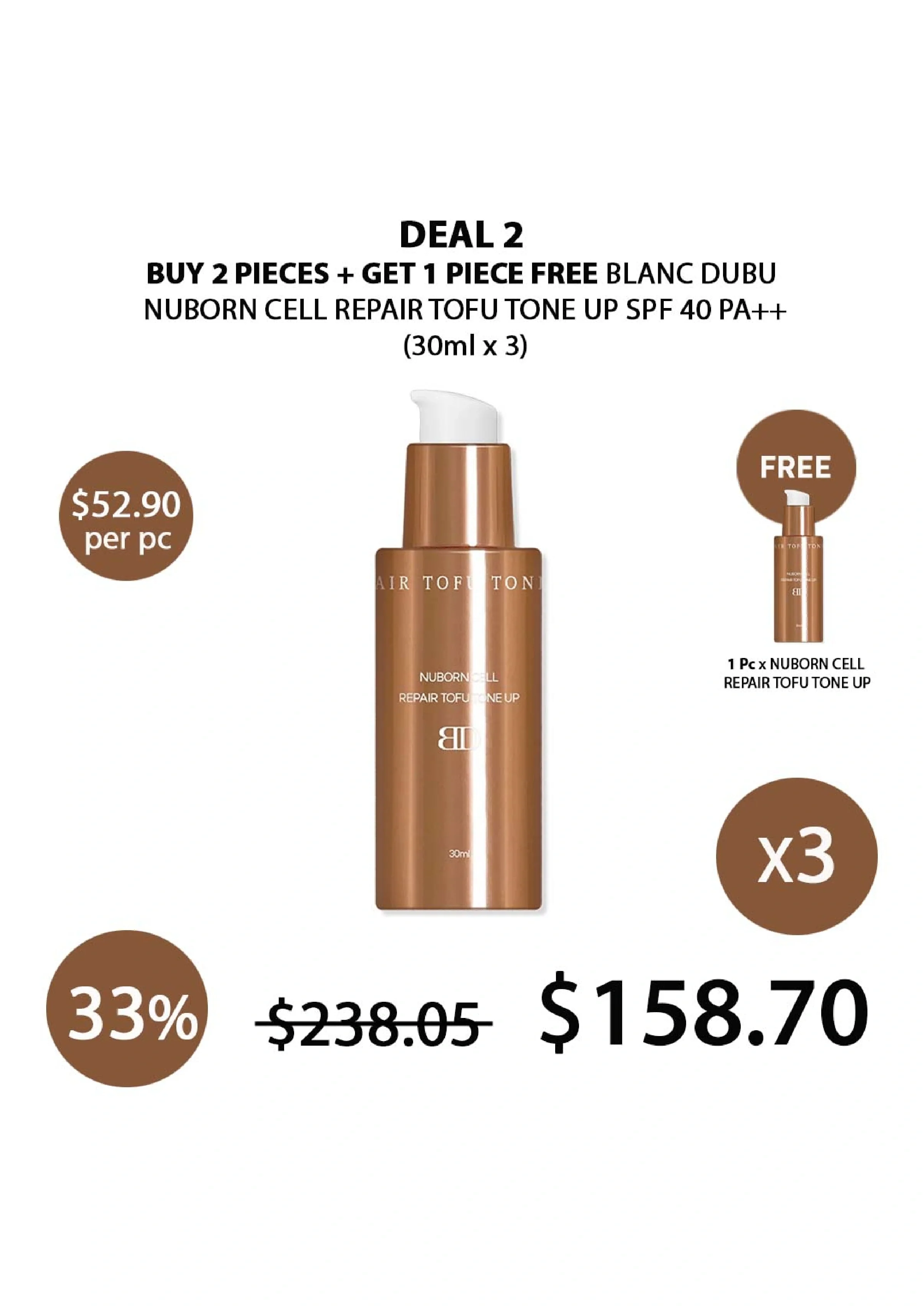 [BLANC DUBU] Nuborn Cell Repair Tofu Tone Up SPF 40 PA++ 30ml - Image 18