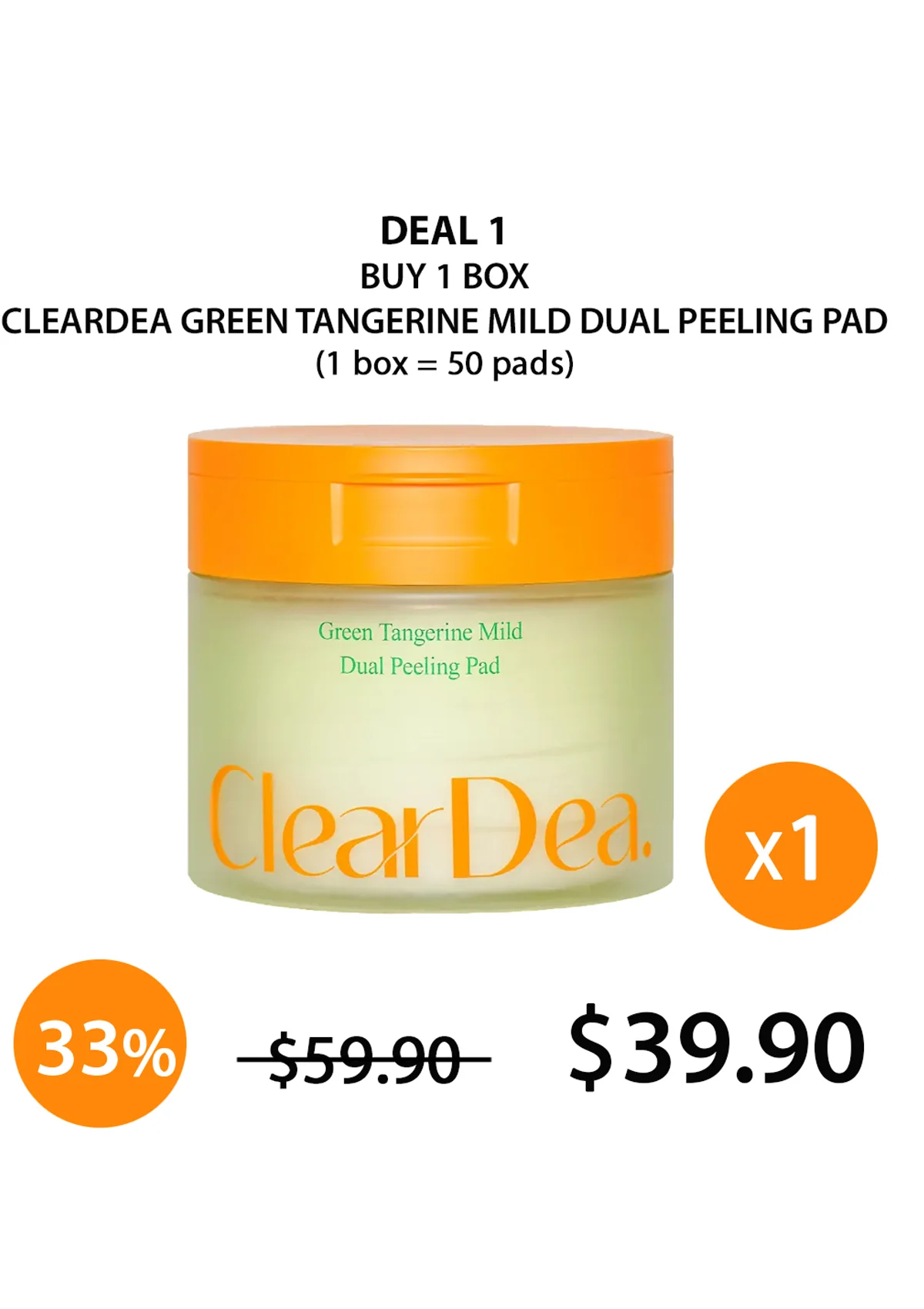 [CLEARDEA] Green Tangerine Mild Dual Peeling Pad 140ml (50 Pads) - Image 5