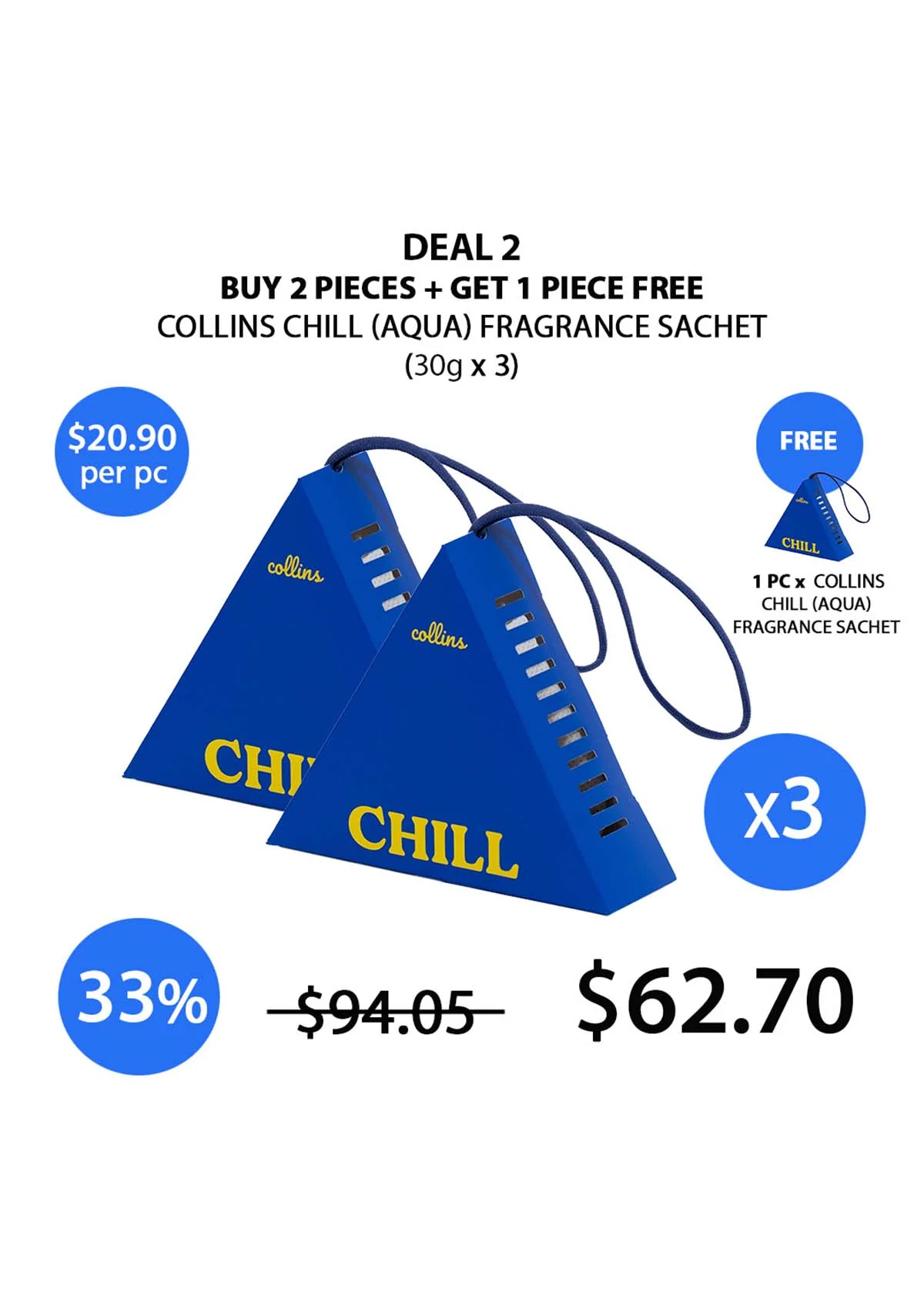 [COLLINS] CHILL AQUA Fragrance Sachet 30g - Image 7