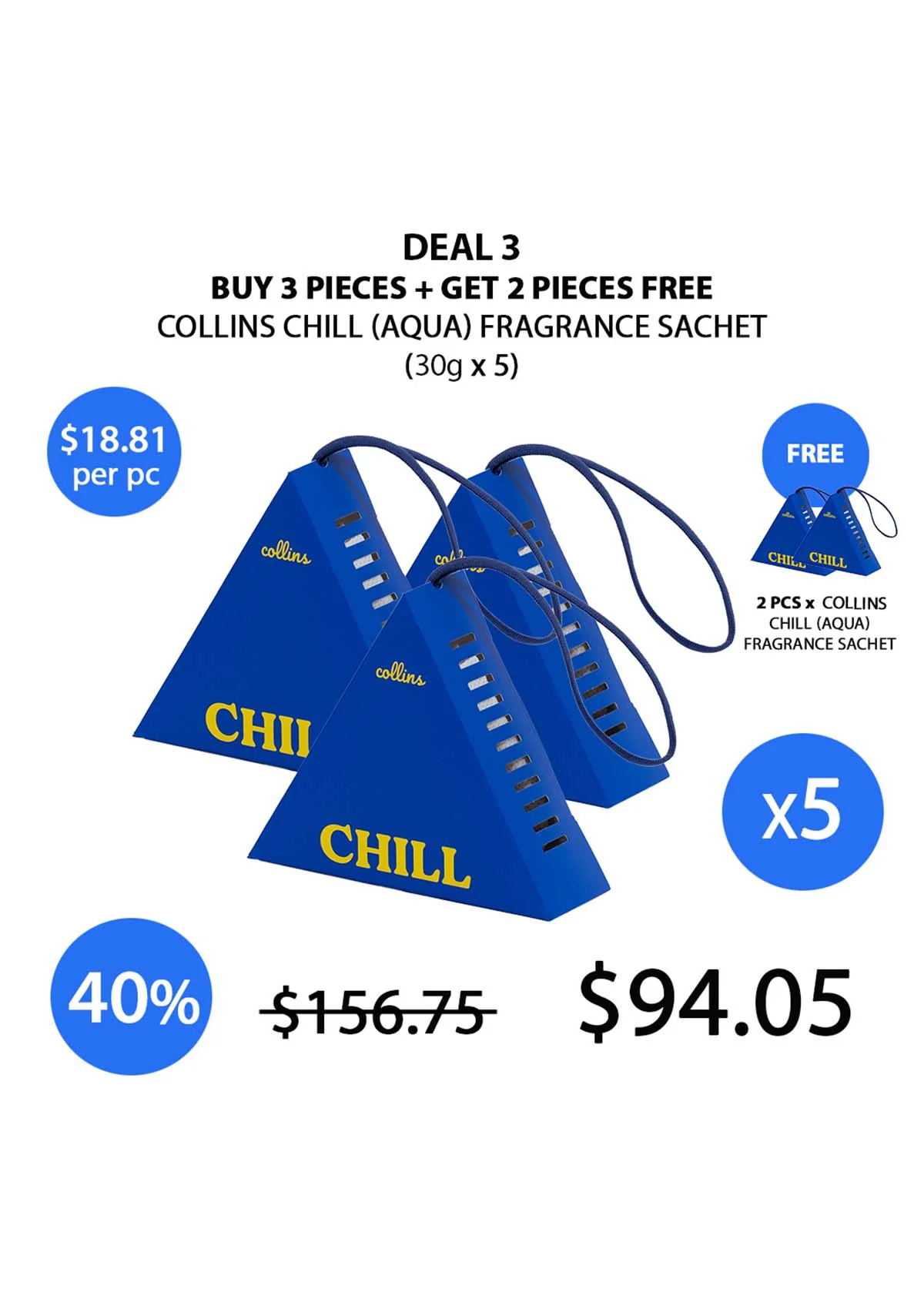 [COLLINS] CHILL AQUA Fragrance Sachet 30g - Image 8