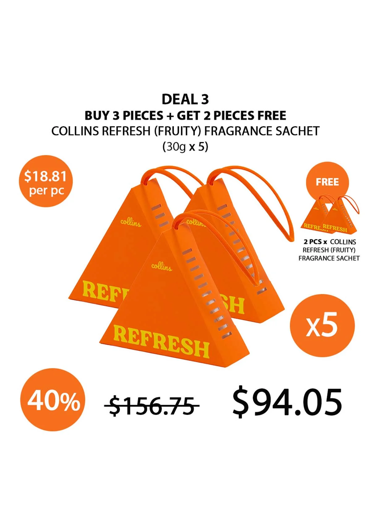 [COLLINS] REFRESH FRUITY Fragrance Sachet 30g - Image 7