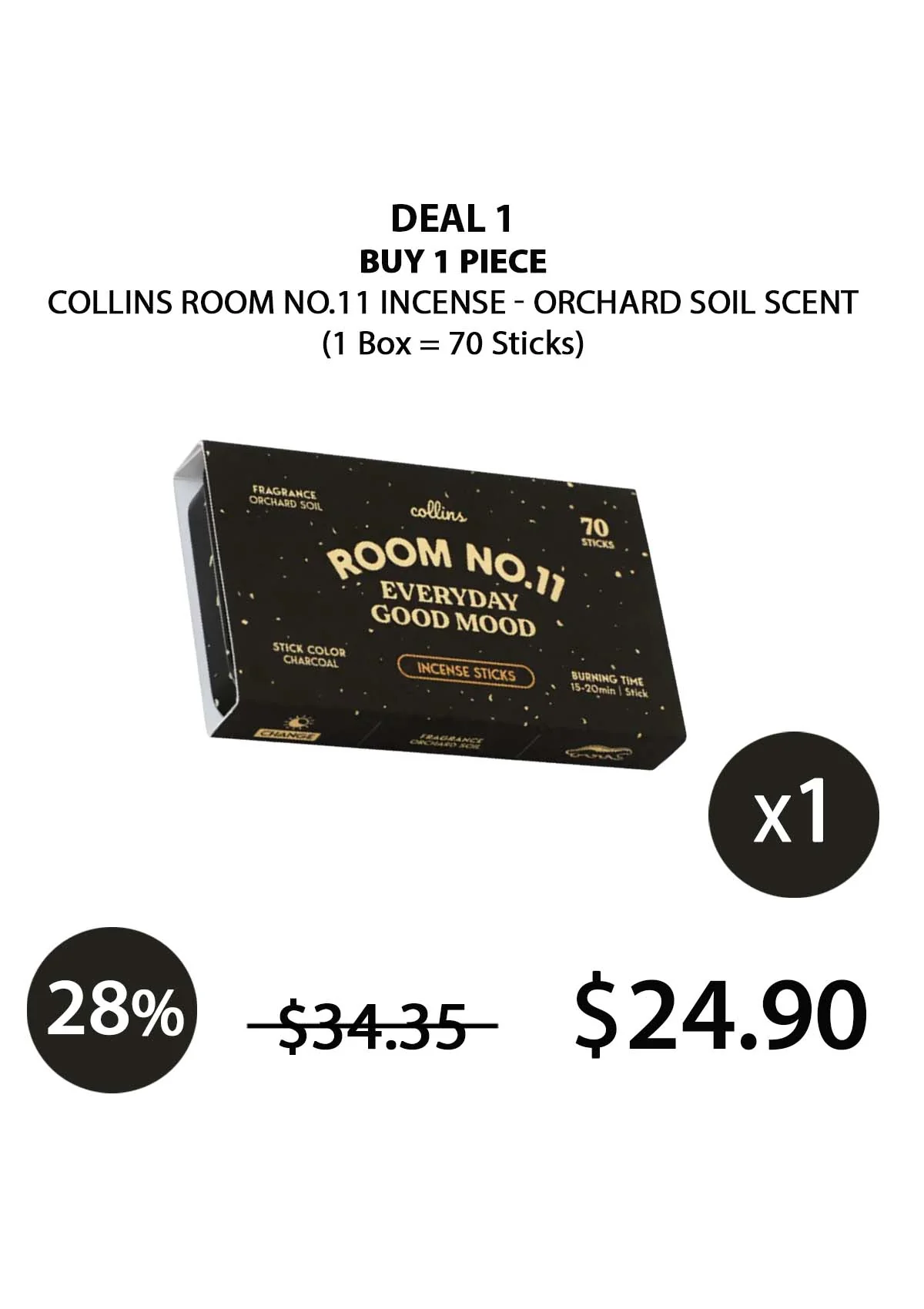[COLLINS] Room No.11 Incense - Orchard Soil Scent (1 Box = 70 Sticks) - Image 3