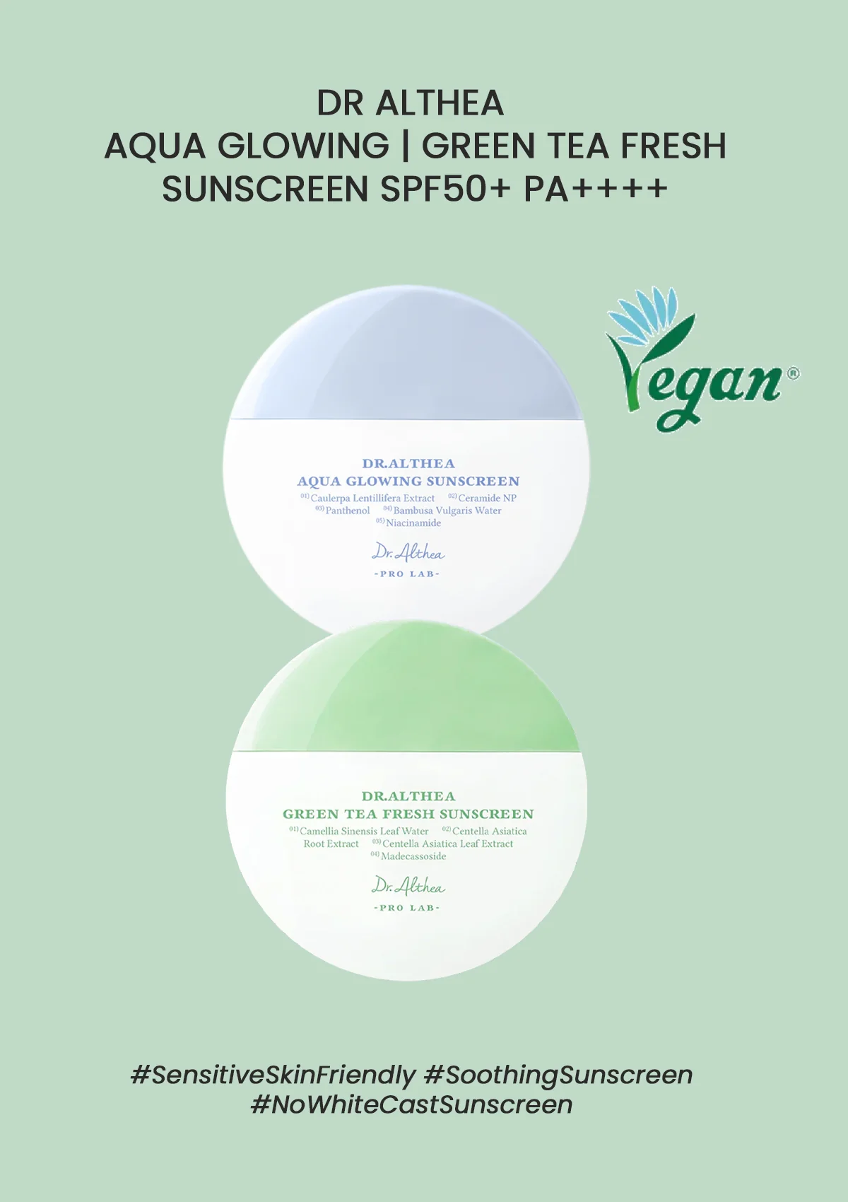 [DR ALTHEA]  Aqua Glowing | Green Tea Fresh Sunscreen SPF50+ PA++++ 45ml