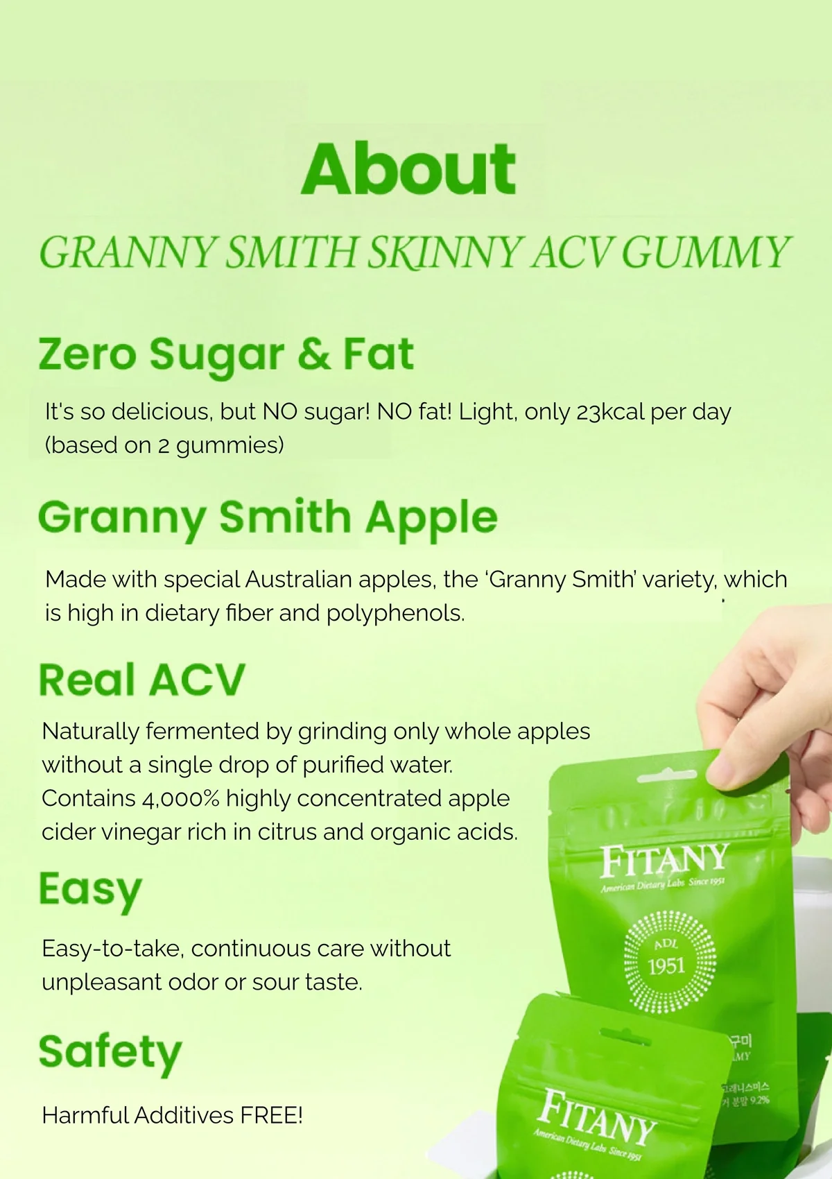 [FITANY] Granny Smith Skinny ACV Gummy (1 Box = 50g x 4 packets) - Image 12