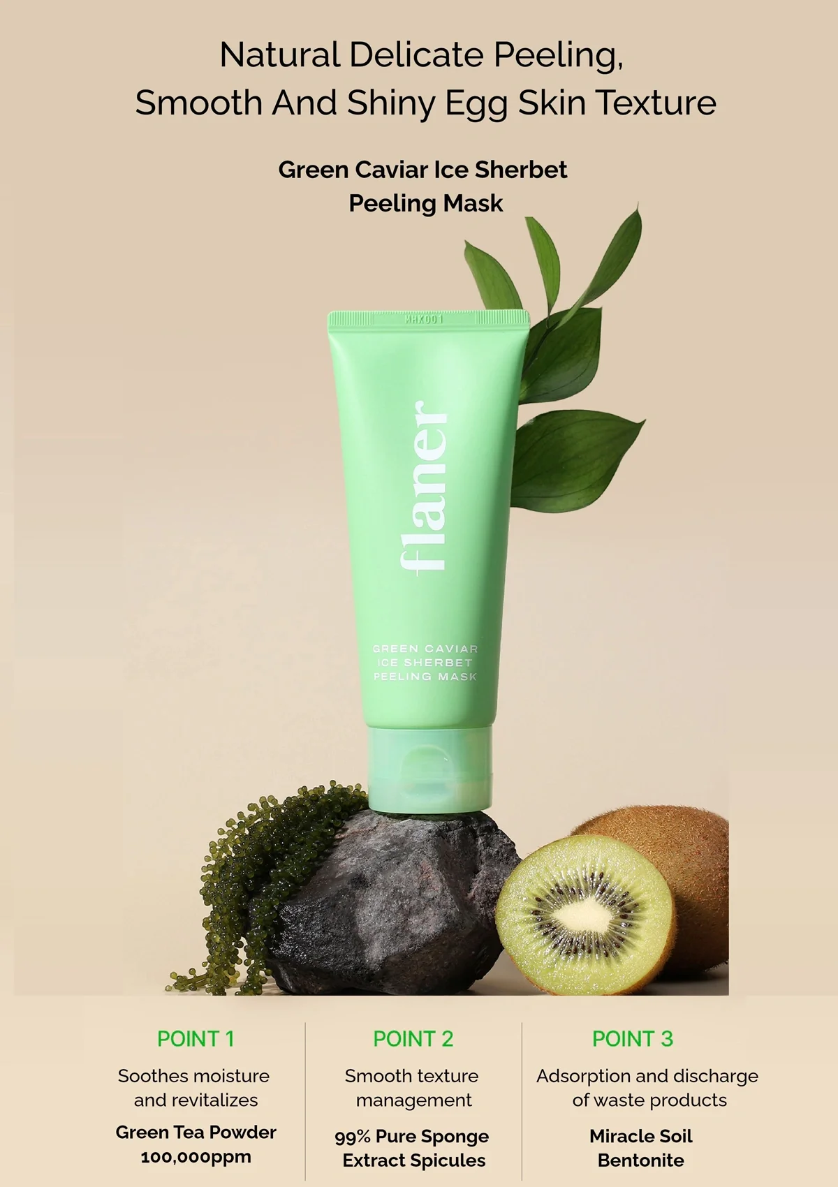 [FLANER] Green Caviar Ice Sherbet Peeling Mask 100g - Image 3
