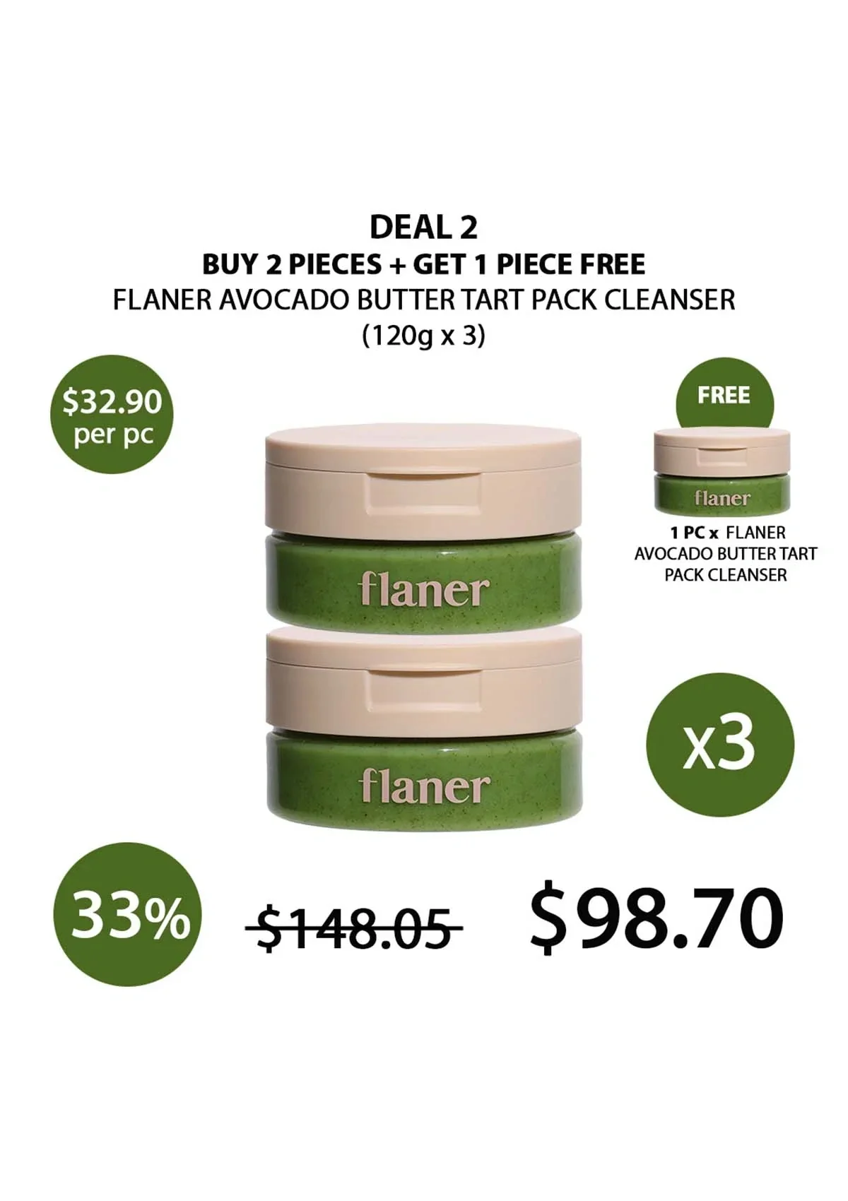 [FLANER] Avocado Butter Tart Pack Cleanser 120g - Image 26