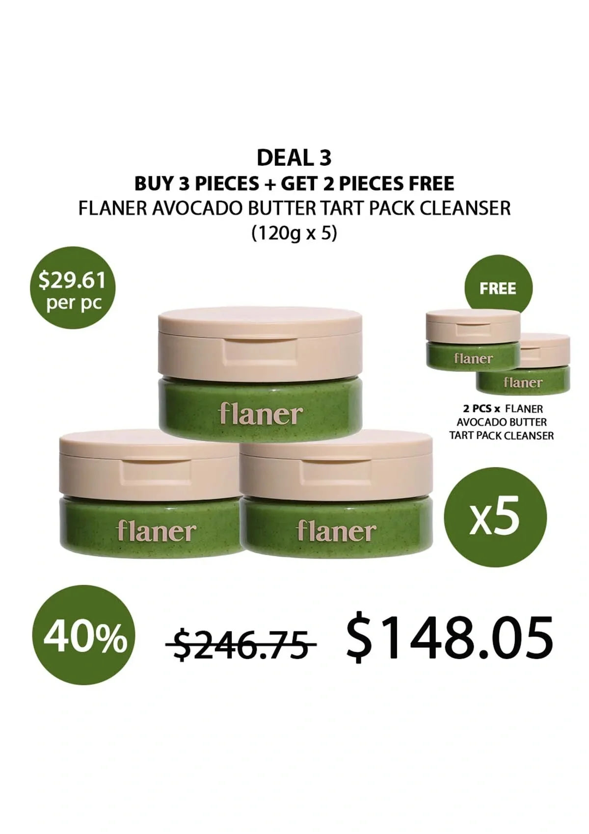 [FLANER] Avocado Butter Tart Pack Cleanser 120g - Image 27