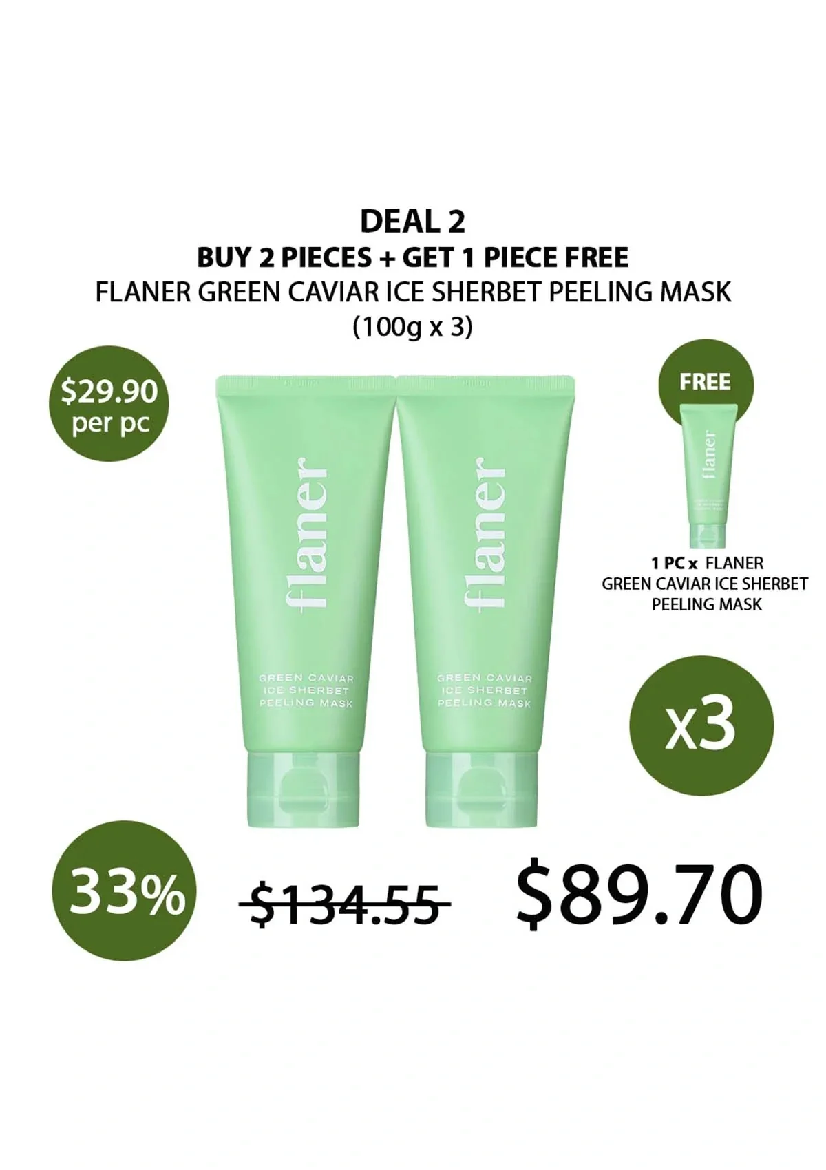 [FLANER] Green Caviar Ice Sherbet Peeling Mask 100g - Image 22