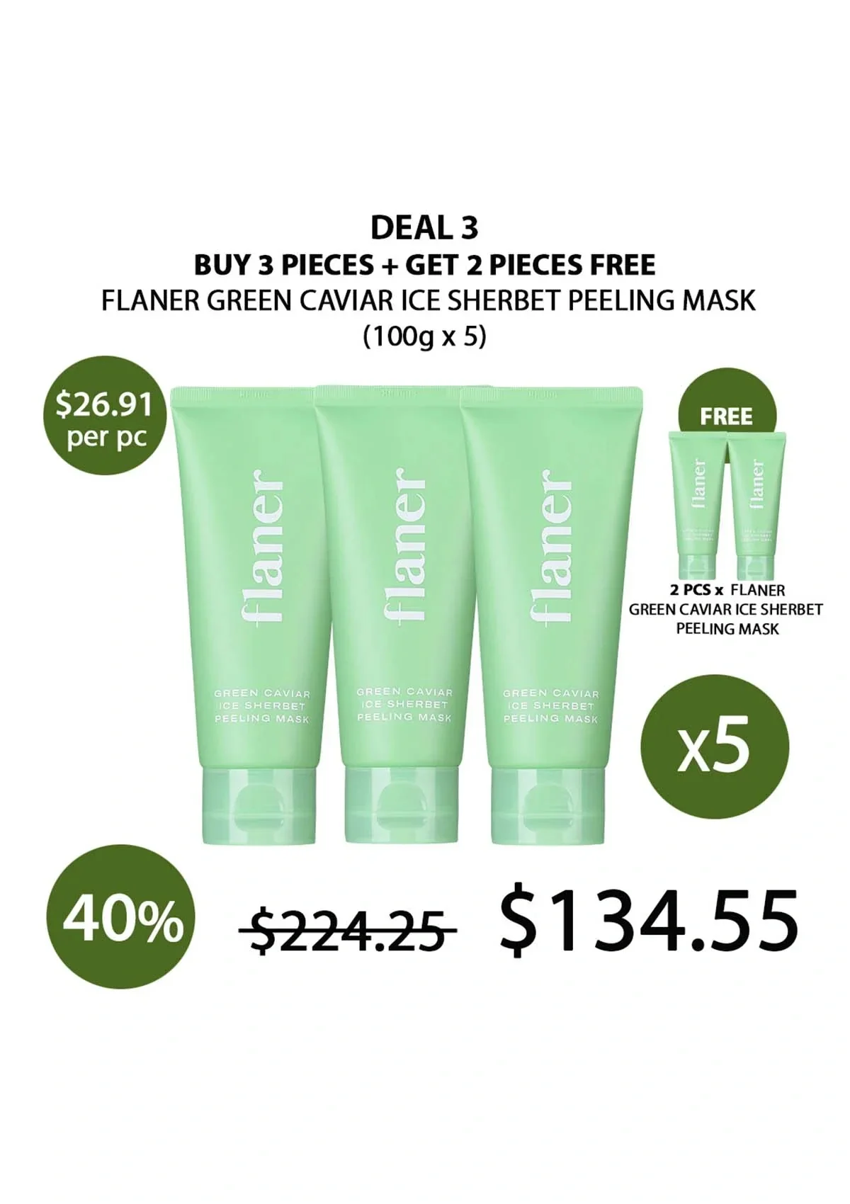 [FLANER] Green Caviar Ice Sherbet Peeling Mask 100g - Image 23