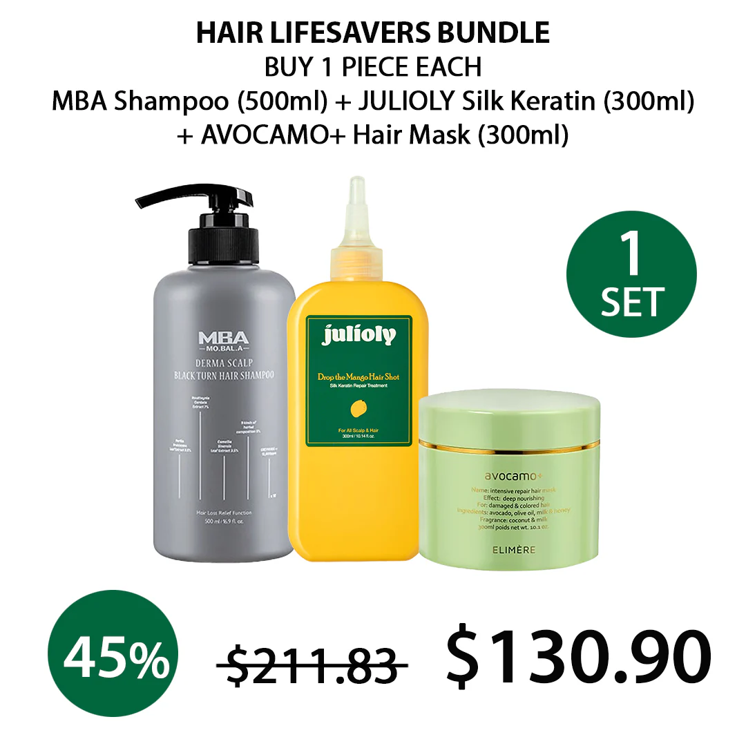 [BUNDLE]  MBA Shampoo 500ml | JULIOLY Silk Keratin Repair Treatment 300ml | AVOCAMO+ Hair Mask 300ml - Image 2