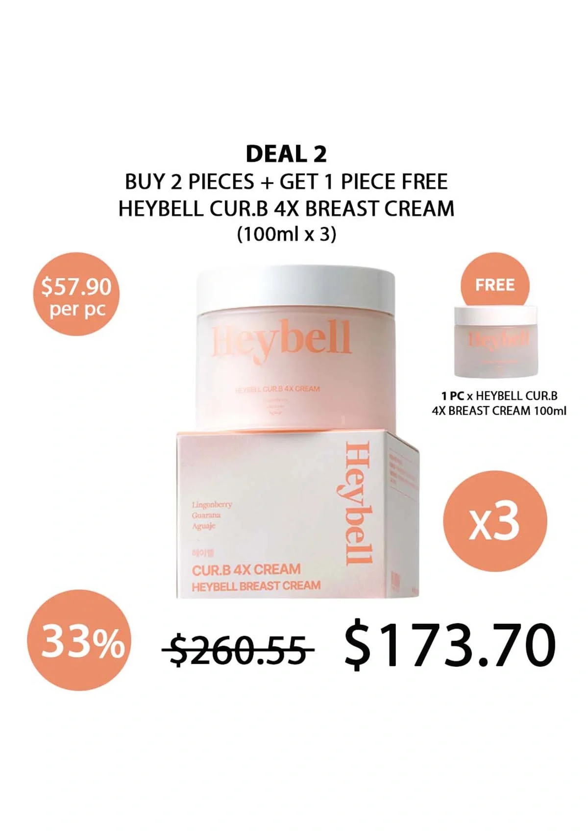 [HEYBELL] Cur.B 4X Breast Cream 100ml | Pills 4X (1 Box = 600mg x 60 Tablets) - Image 55