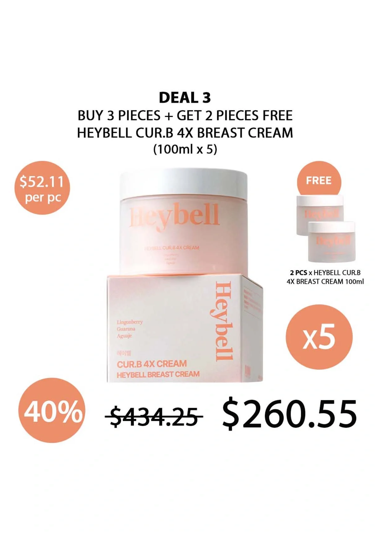 [HEYBELL] Cur.B 4X Breast Cream 100ml | Pills 4X (1 Box = 600mg x 60 Tablets) - Image 56