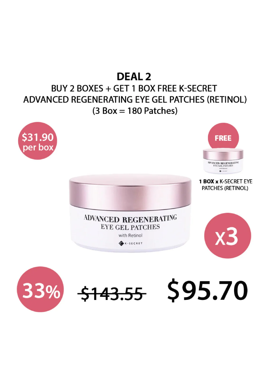 [K-SECRET] Advanced Regenerating Eye Gel Patches with Retinol (1 Box = 60 Patches x 102g) - Image 12
