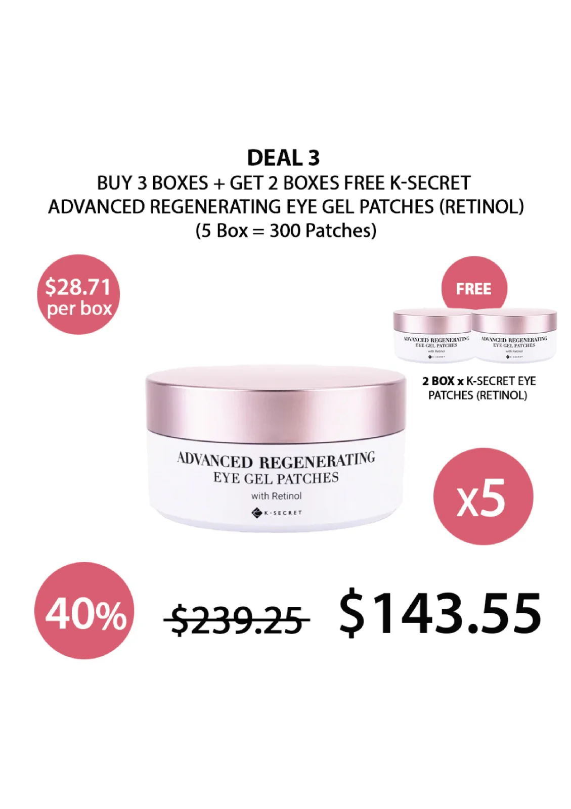 [K-SECRET] Advanced Regenerating Eye Gel Patches with Retinol (1 Box = 60 Patches x 102g) - Image 13