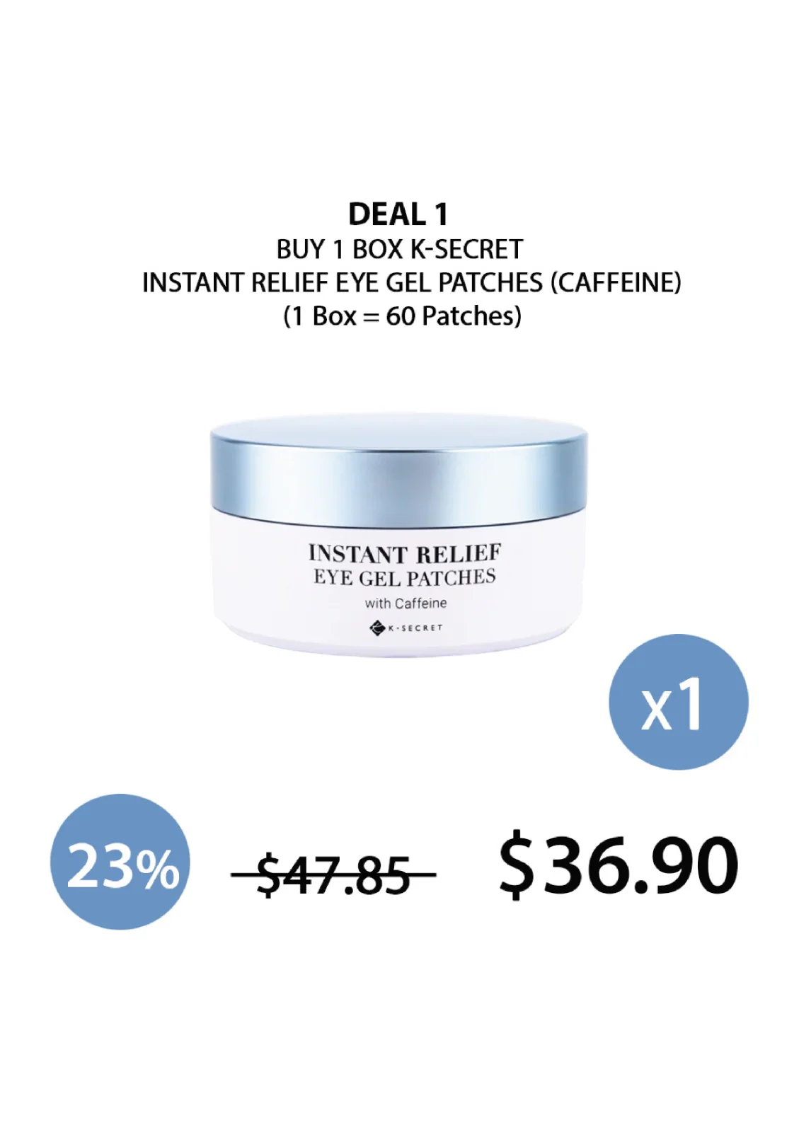 [K-SECRET] Instant Relief Eye Gel Patches with Caffeine (1 Box = 60 Patches x 102g) - Image 10
