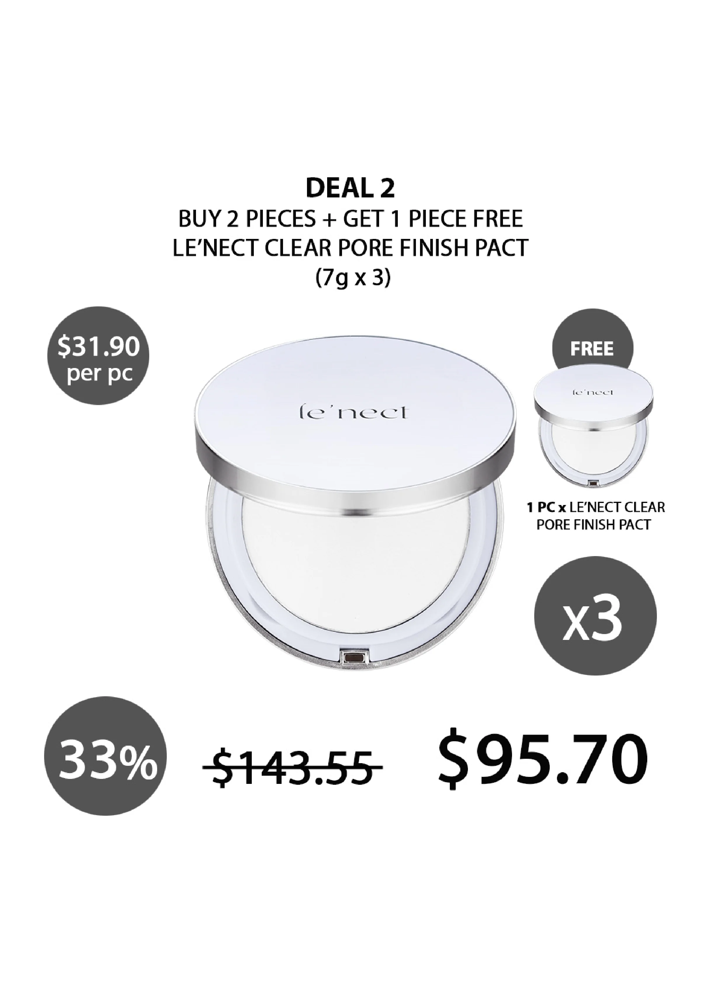[LE'NECT] Clear Pore Finish Pact 7g - Image 11