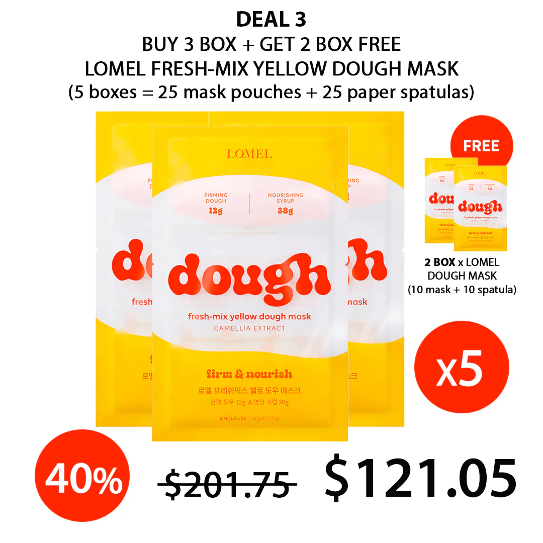 CLEARANCE SALE - [LOMEL] Fresh-Mix Yellow Dough Mask (1 Box = 5 Pouches + 5 Paper Spatulas) - Image 4