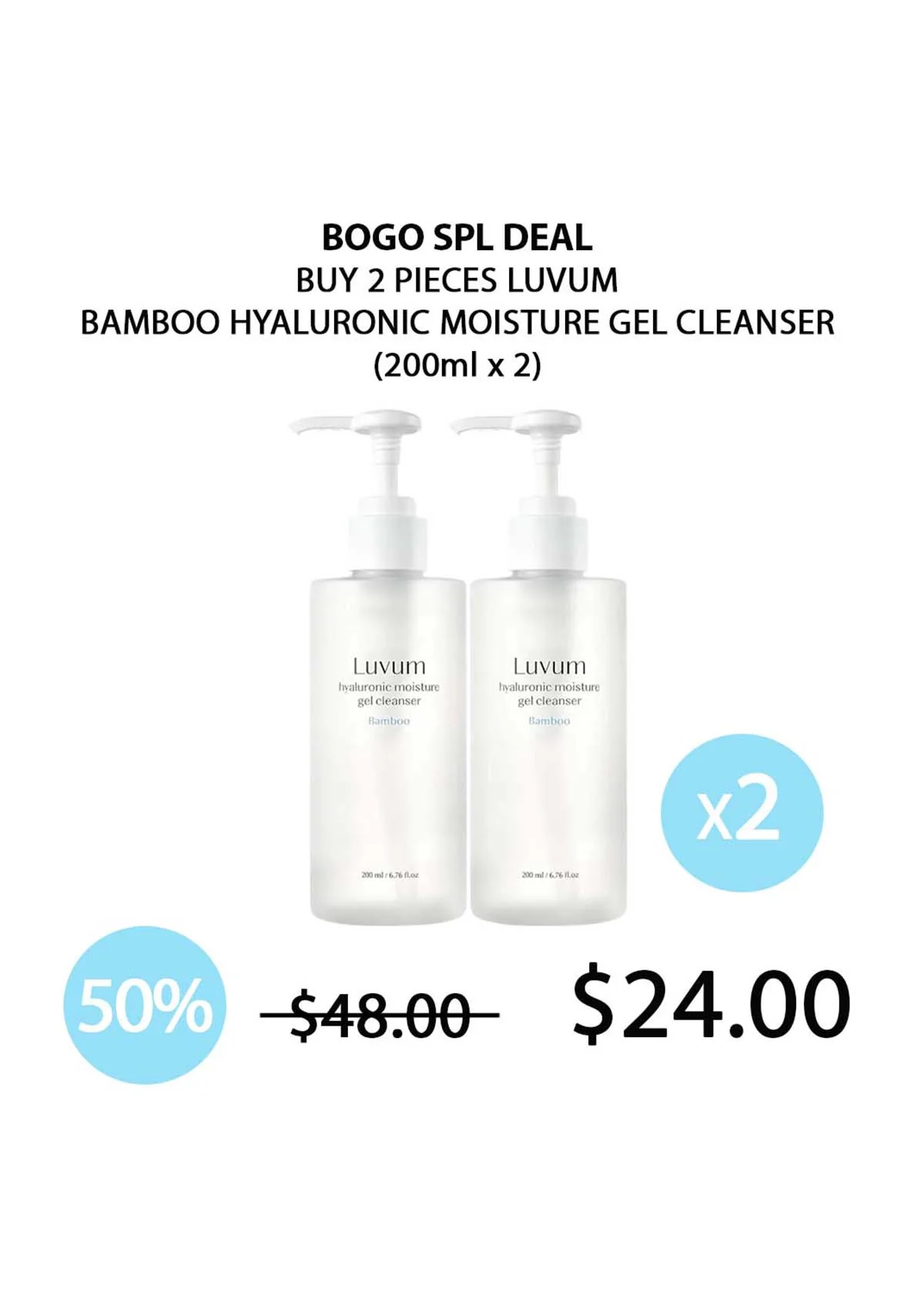 [LUVUM] Bamboo Hyaluronic Moisture Gel Cleanser 200ml - Image 5