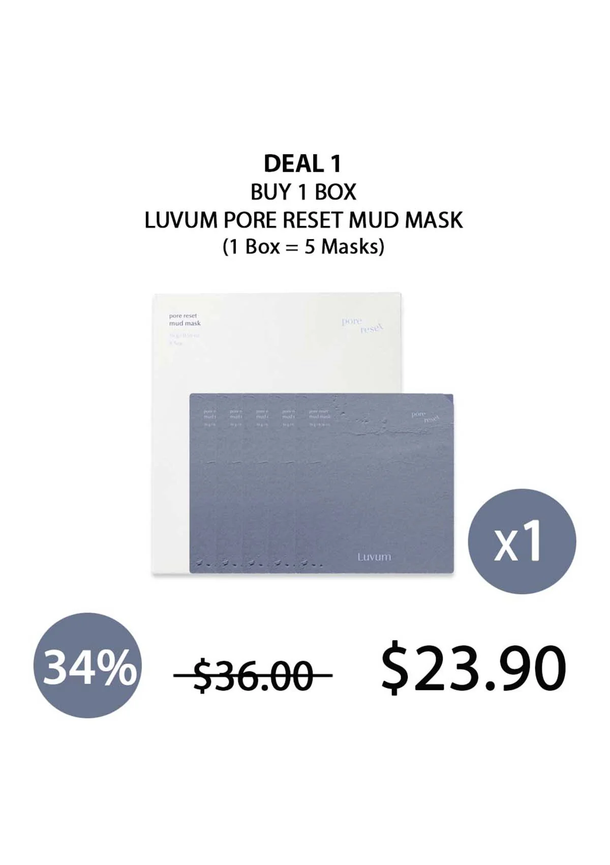 [LUVUM] Pore Reset Mud Mask (1 Box = 5 Masks X 16g) - Image 5