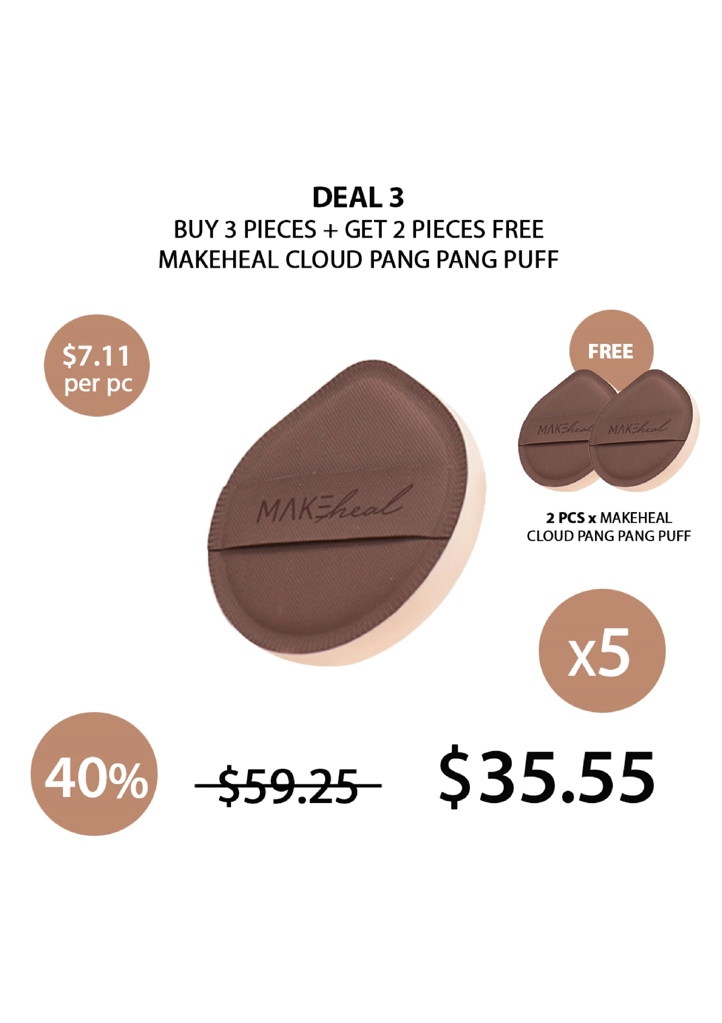 [MAKEHEAL] Cloud Pang Pang Puff 1pc (Length = 65mm + Thickness = 20T) - Image 5
