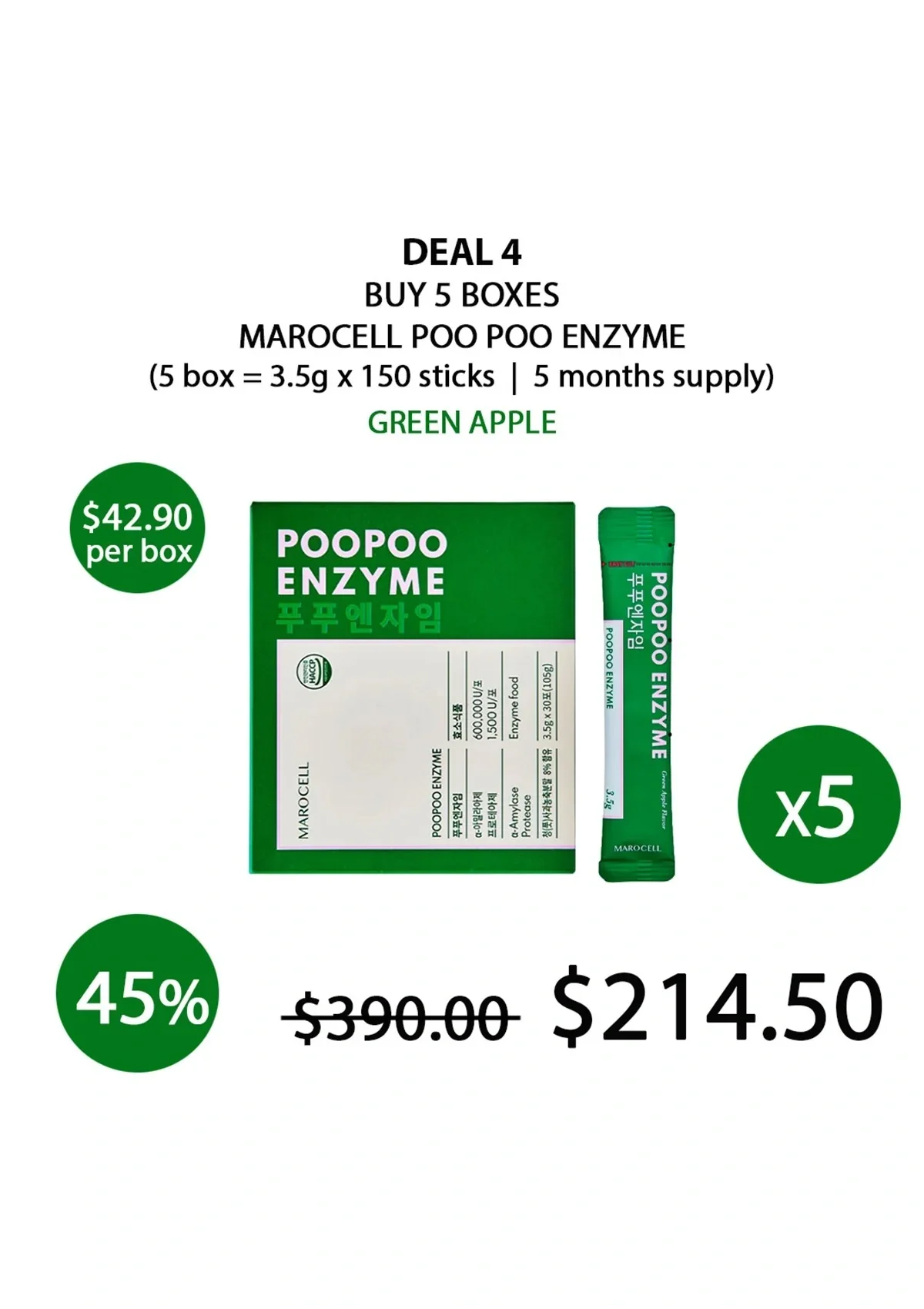 [MAROCELL] Poo Poo Enzyme Green Apple (1 Box = 3.5g x 30 Sticks) - Image 24