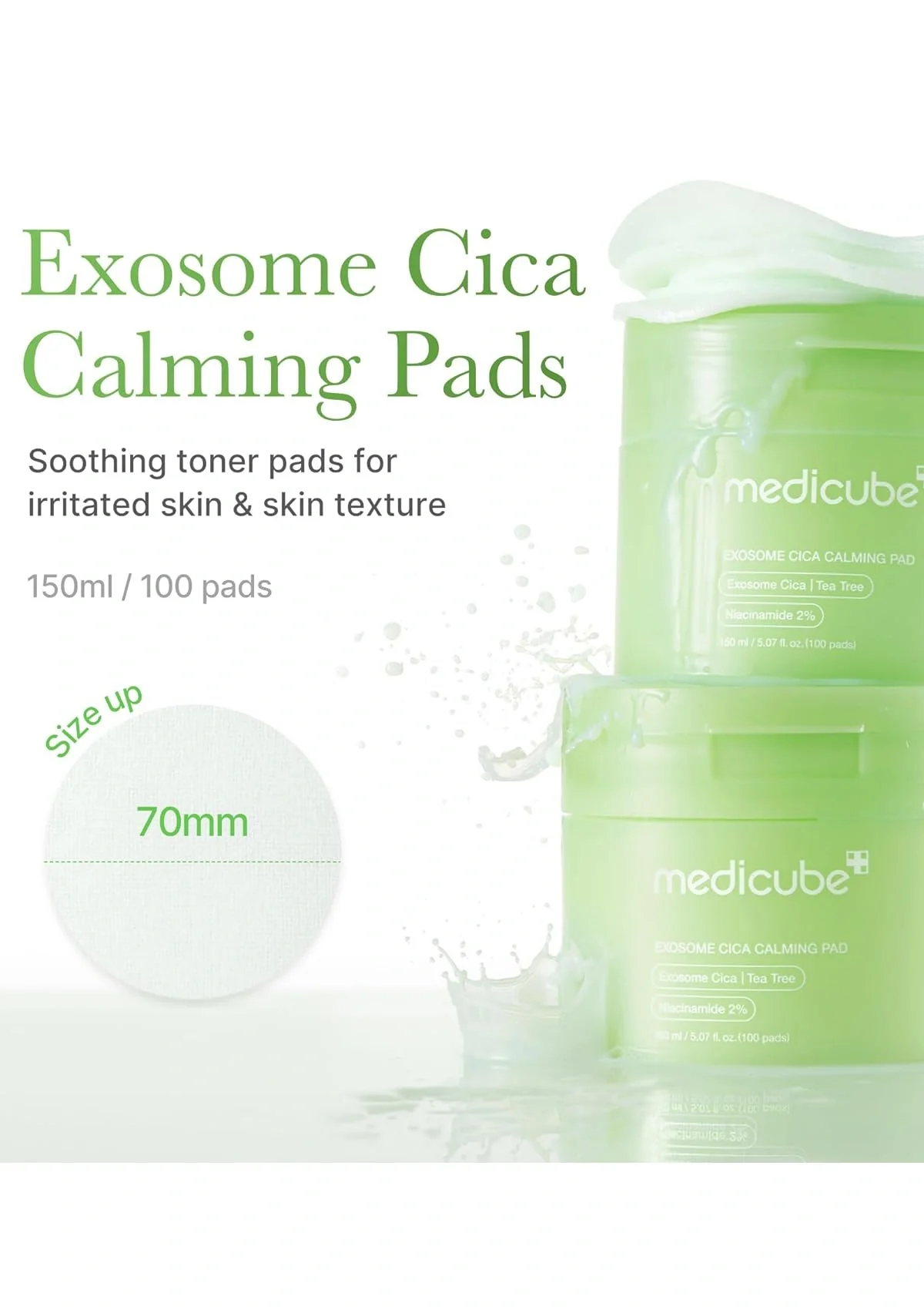 [MEDICUBE] Exosome Cica Calming Pad 150ml (1 Box = 100 pads) - Image 3