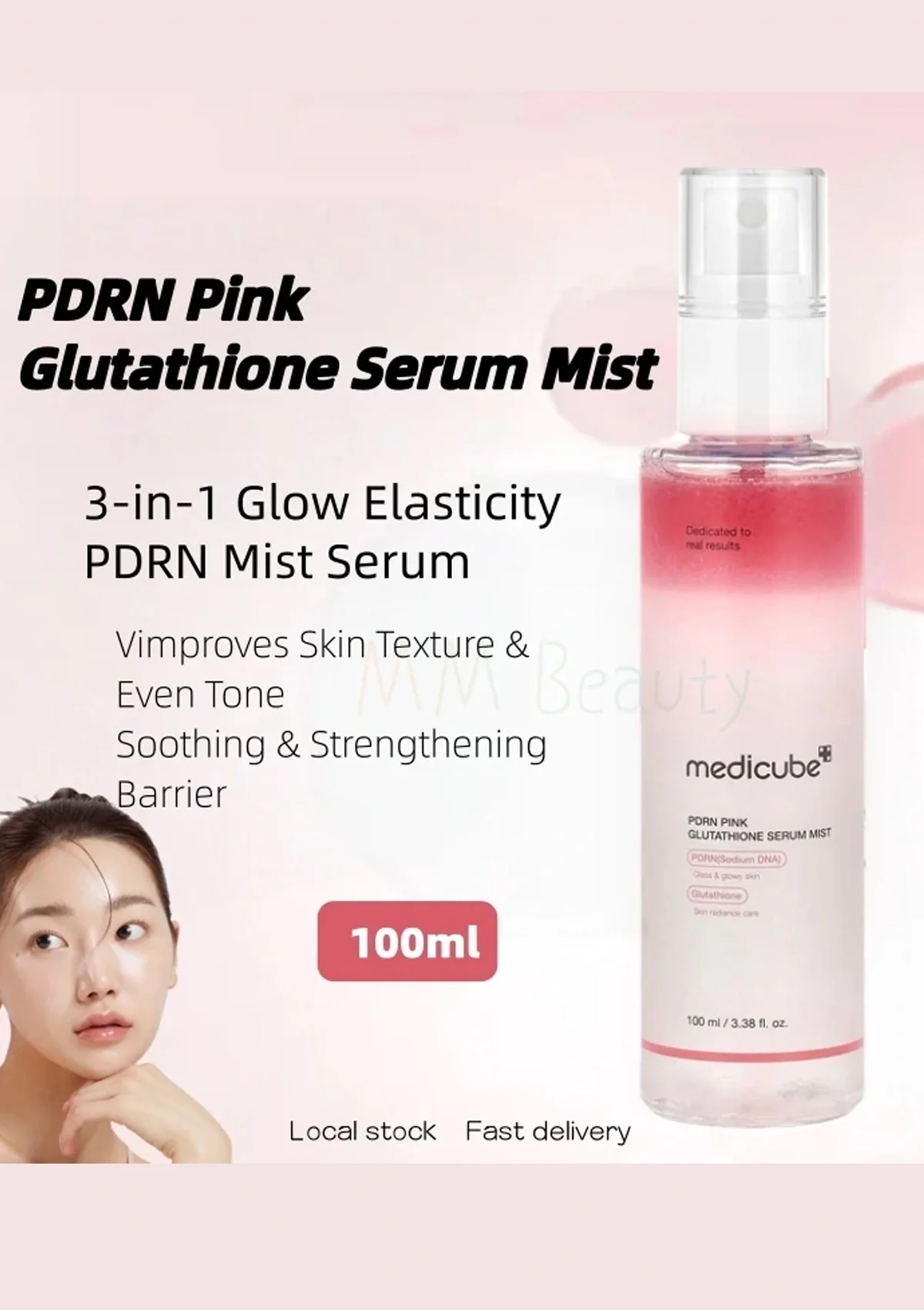 [MEDICUBE] PDRN Pink Glutathione Serum Mist 100ml - Image 3