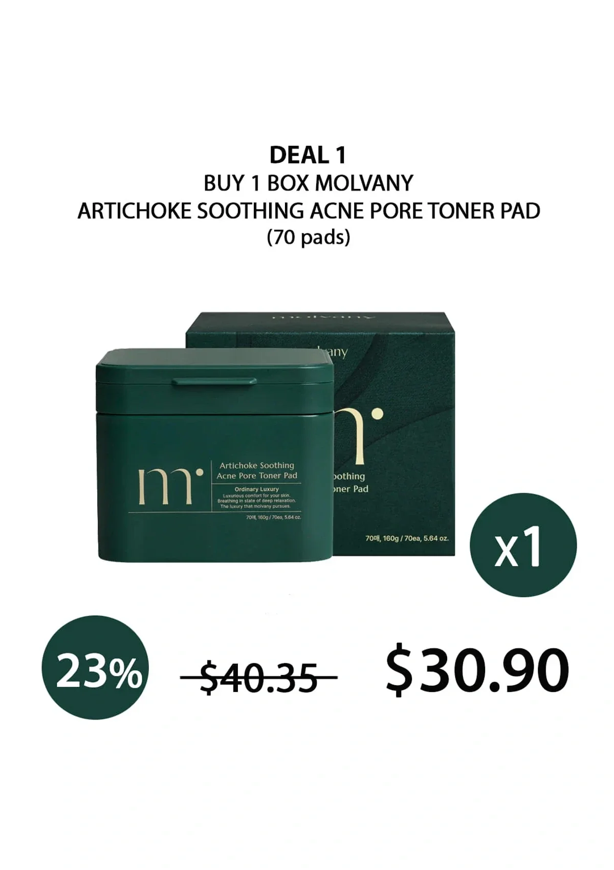 [MOLVANY] Artichoke Soothing Acne Pore Toner Pad 160ml (70 Pads) - Image 12