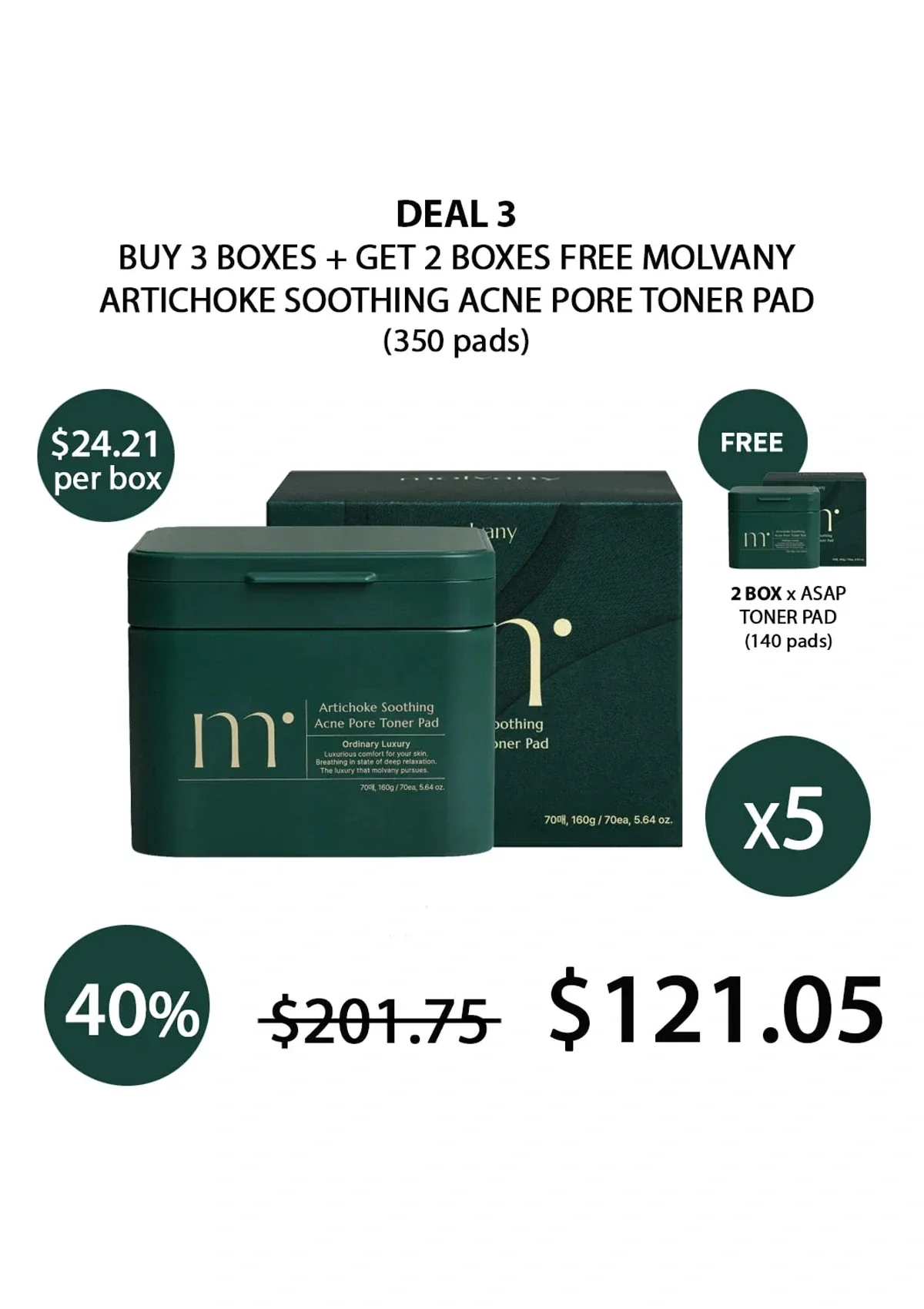 [MOLVANY] Artichoke Soothing Acne Pore Toner Pad 160ml (70 Pads) - Image 13