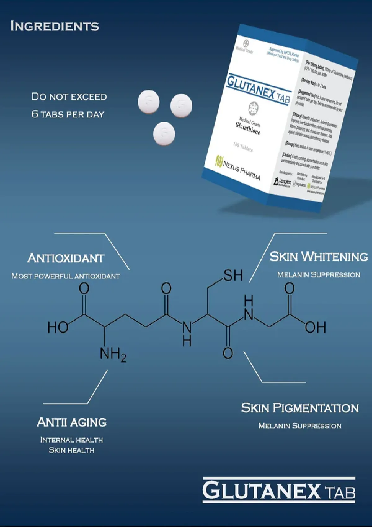 [NEXUS PHARMA] Glutanex Medicine Grade Glutathione Tablets (1 Box = 100mg x 100 Tablets) - Image 6