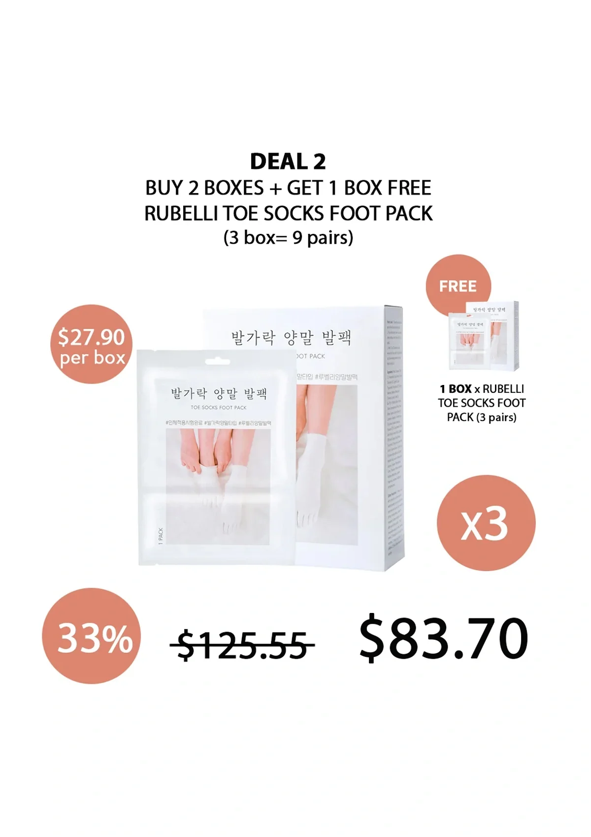 [RUBELLI] Toe Socks Foot Pack (1 Box = 3 Pairs) - Image 14
