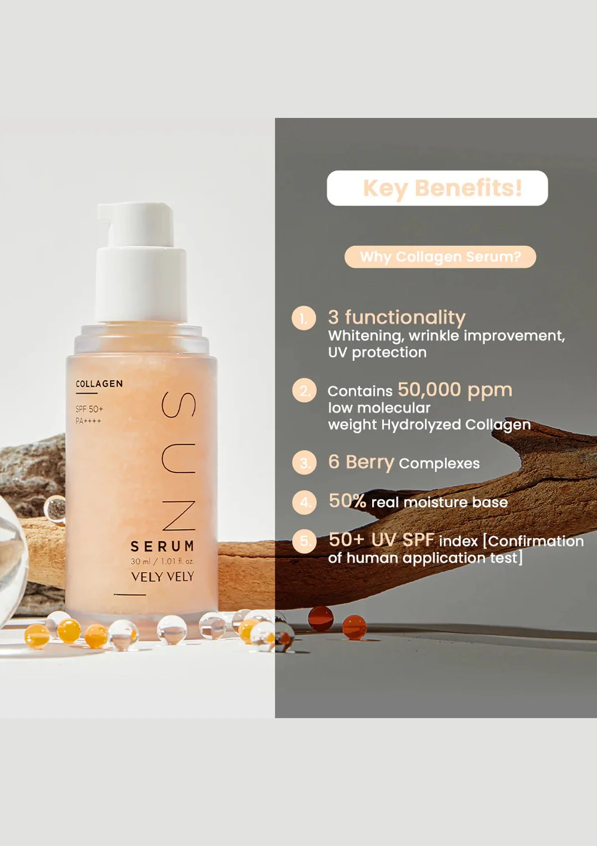[VELY VELY] Collagen Sun Serum SPF 50+ PA++++  30ml - Image 4
